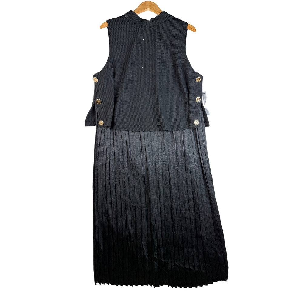New Clover and Sloane Popover Sleeveless Pleated Skirt Midi Dress size 2X Black